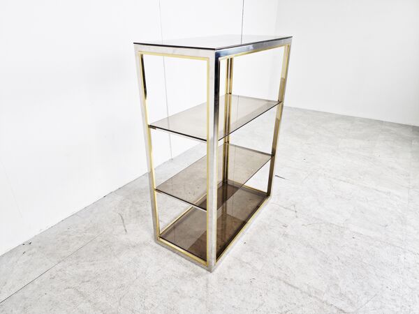 Etagère laiton vintage et chrome, années 1970