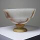 Vintage Italian alabaster footed bowl in white and beige, 1960s.