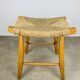 Bull stool straw and wood, Swiss design, 1950s