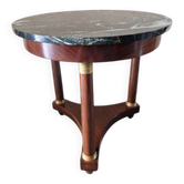 Empire period guéridon table in mahogany veneer and green marble 1830