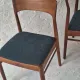 Pair of Henning Kjaernulf teak dining chairs sea blue-green, Denmark 1960s