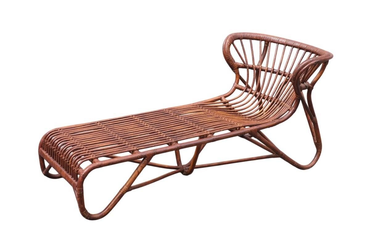 vintage rattan chaise longue 1970 Viggo Boesen