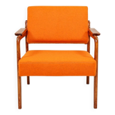 Vintage armchair papaya orange wool 1960