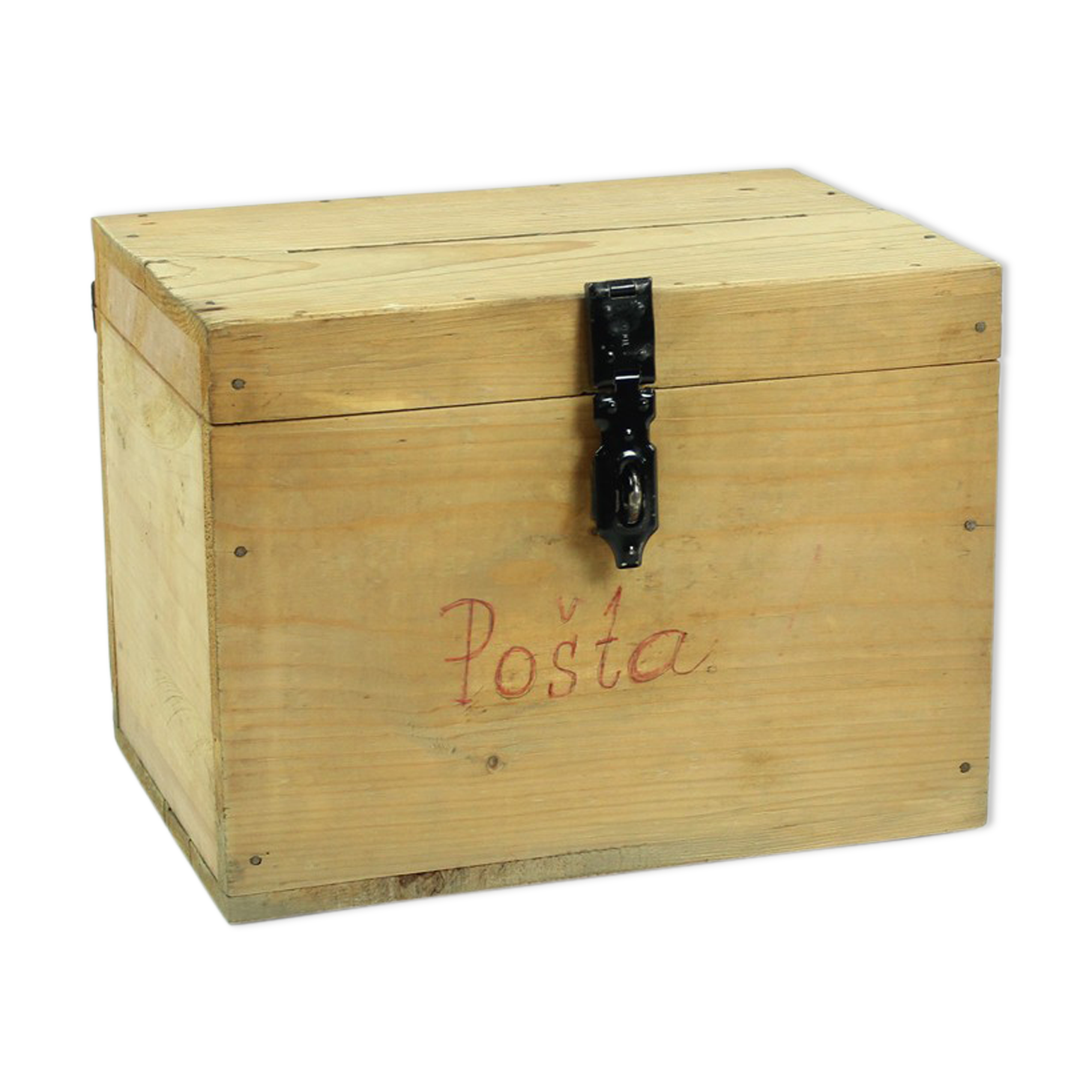 Vintage wooden post box, Czechoslovakia 1960