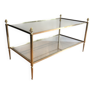 Brass coffee table with double top from Maison Baguès