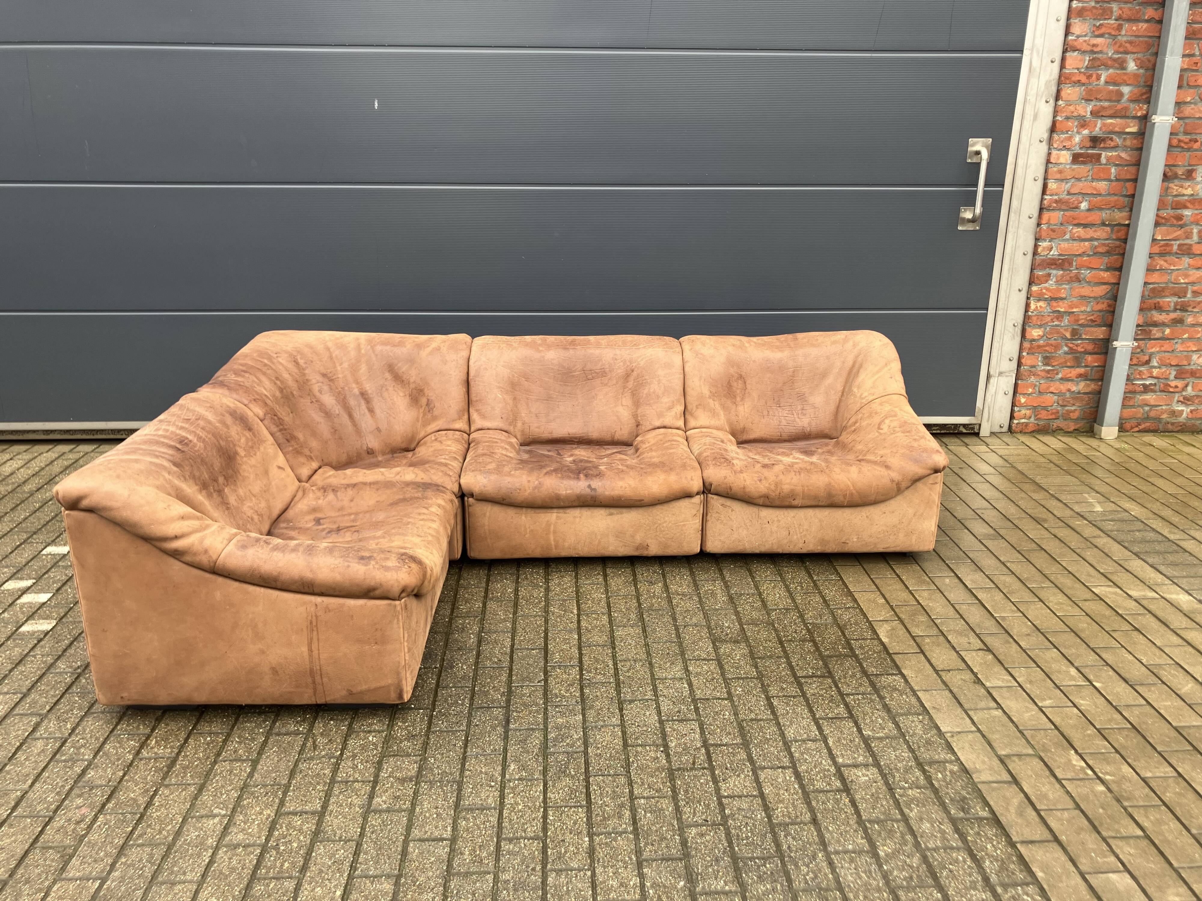 De Sede Ds46 Modulair 5mm Buffel leather NECK Cognac Bruin