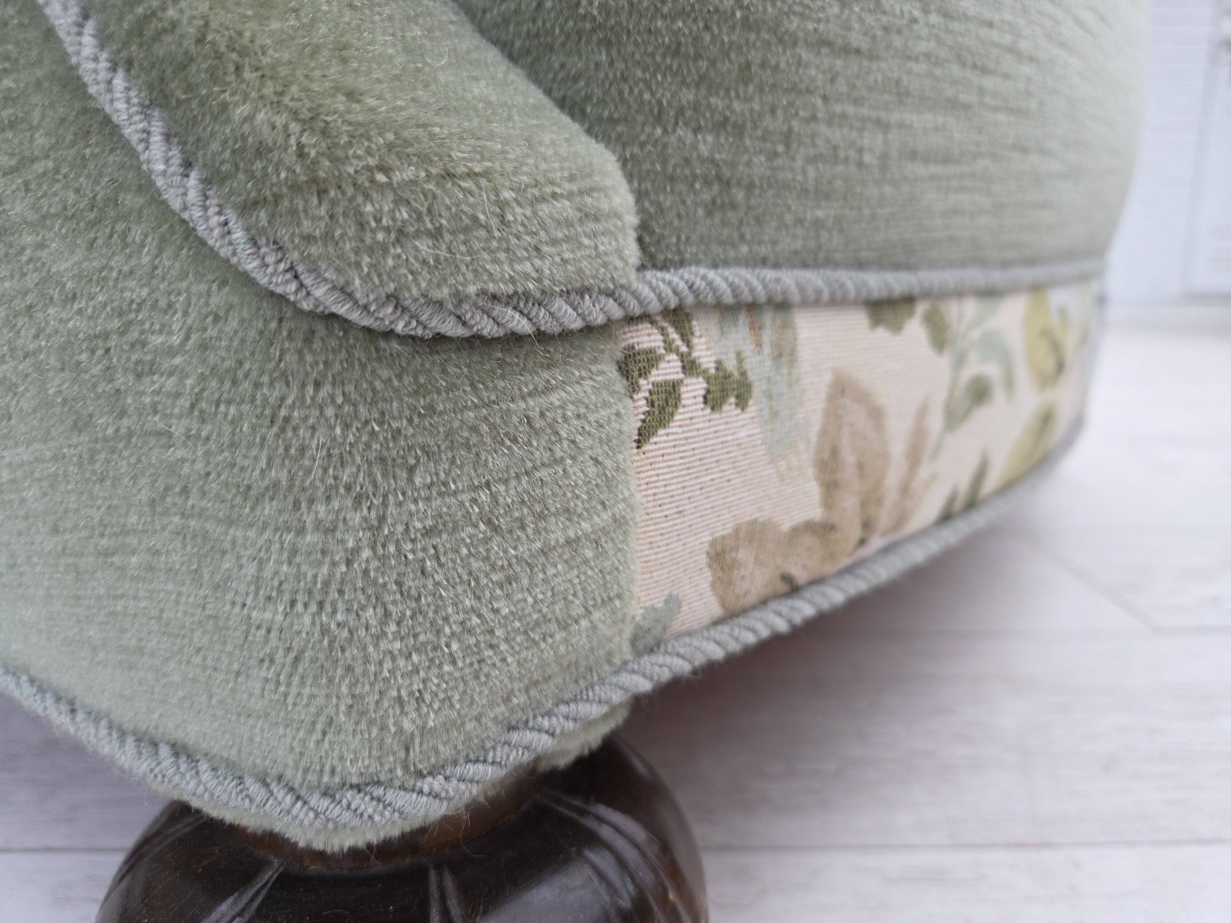 1970s, Danish relax armchair, green furniture velour, original condition.