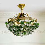 Lustre vintage à feuilles Murano en laiton massif