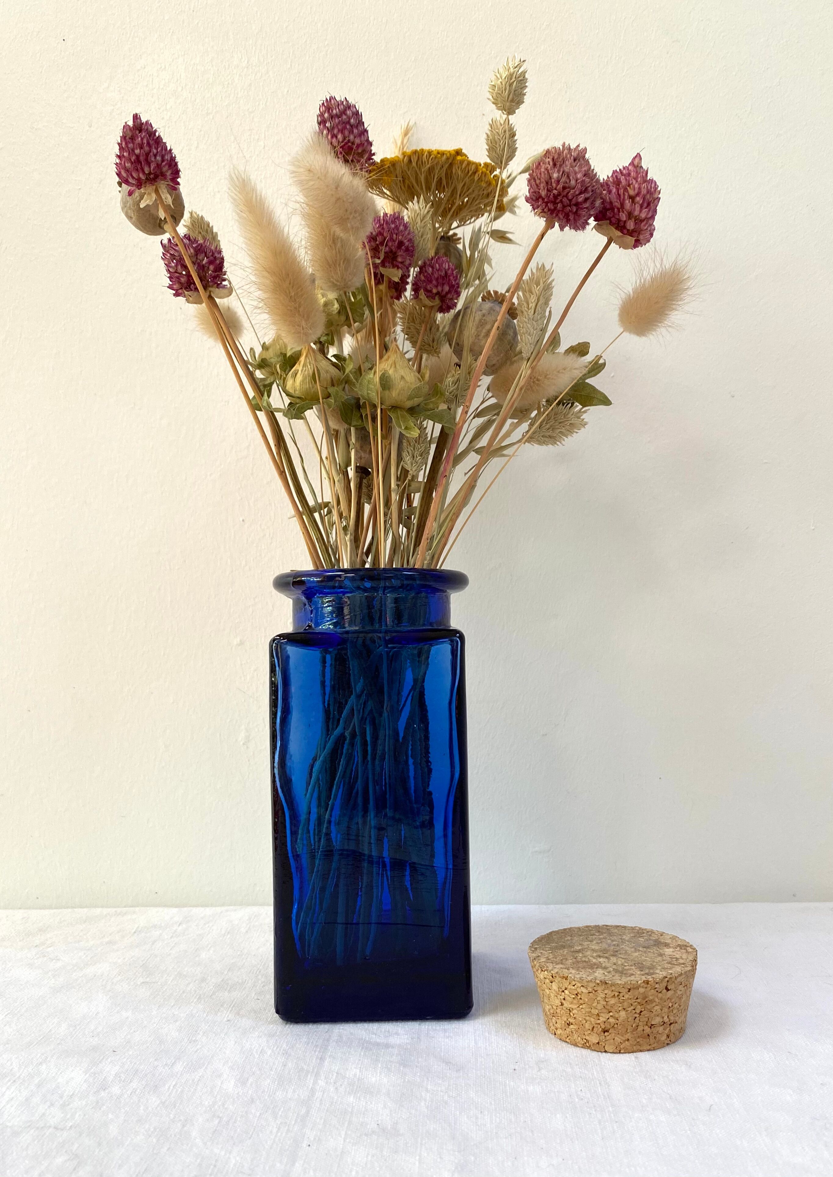 Cobalt blue glass jar