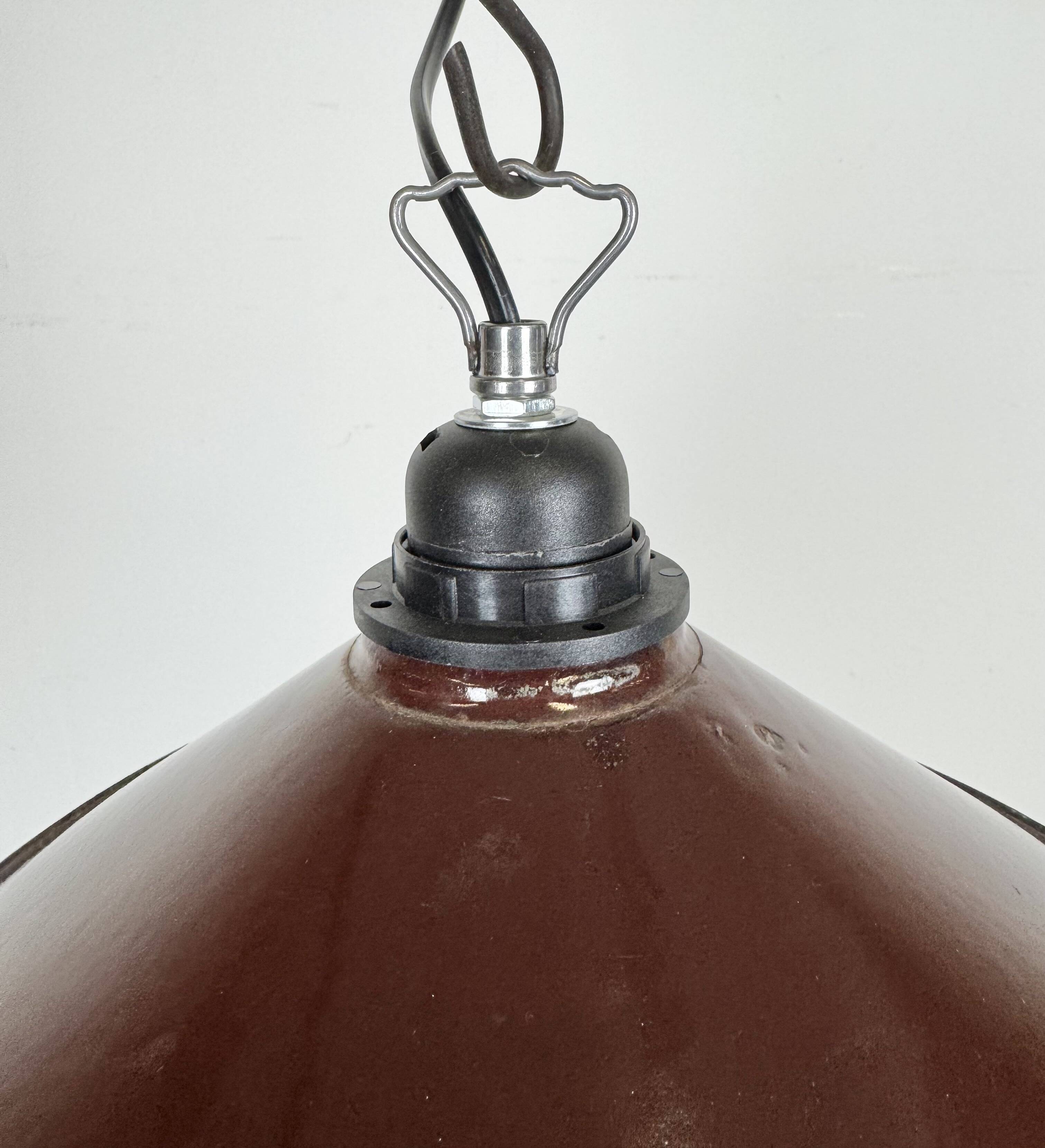 Industrial Dark Red Enamel Factory Pendant Lamp, 1960s