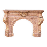 Impressive Napoleon III fireplace in violet brocatelle marble from Spain, circa 1880.