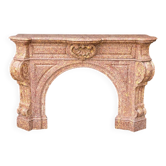 Impressive Napoleon III fireplace in violet brocatelle marble from Spain, circa 1880.