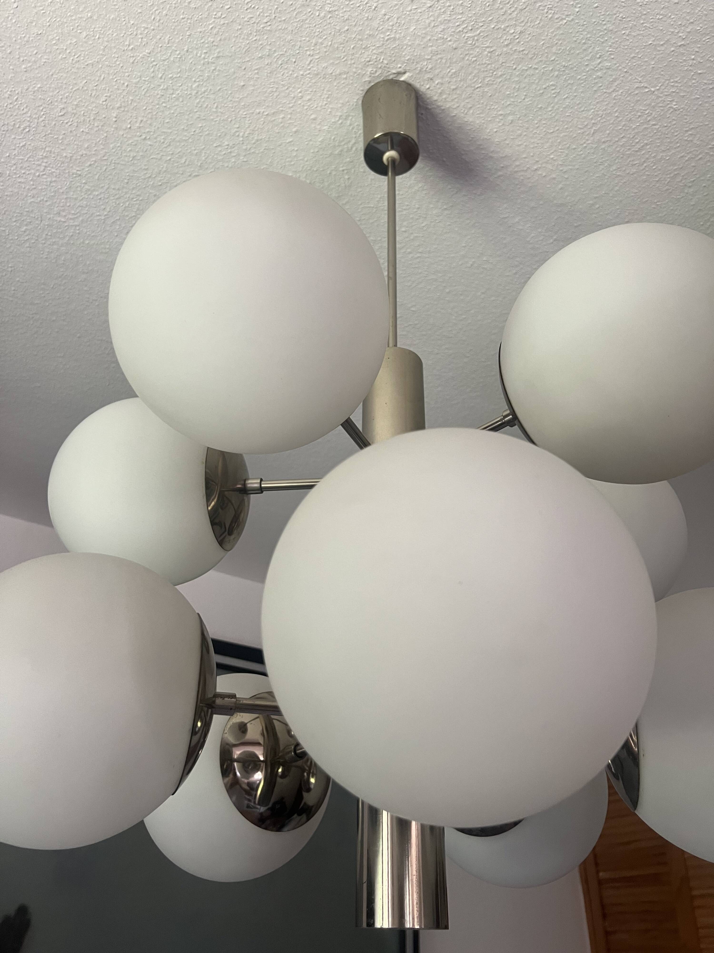 Sputnik Chandelier with 10 Globes, 1970s