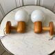 Pair of opline sconces and blond wood pine desgin years 60-70