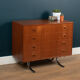 Retro teak 1960s danish chest of drawers on metal legs