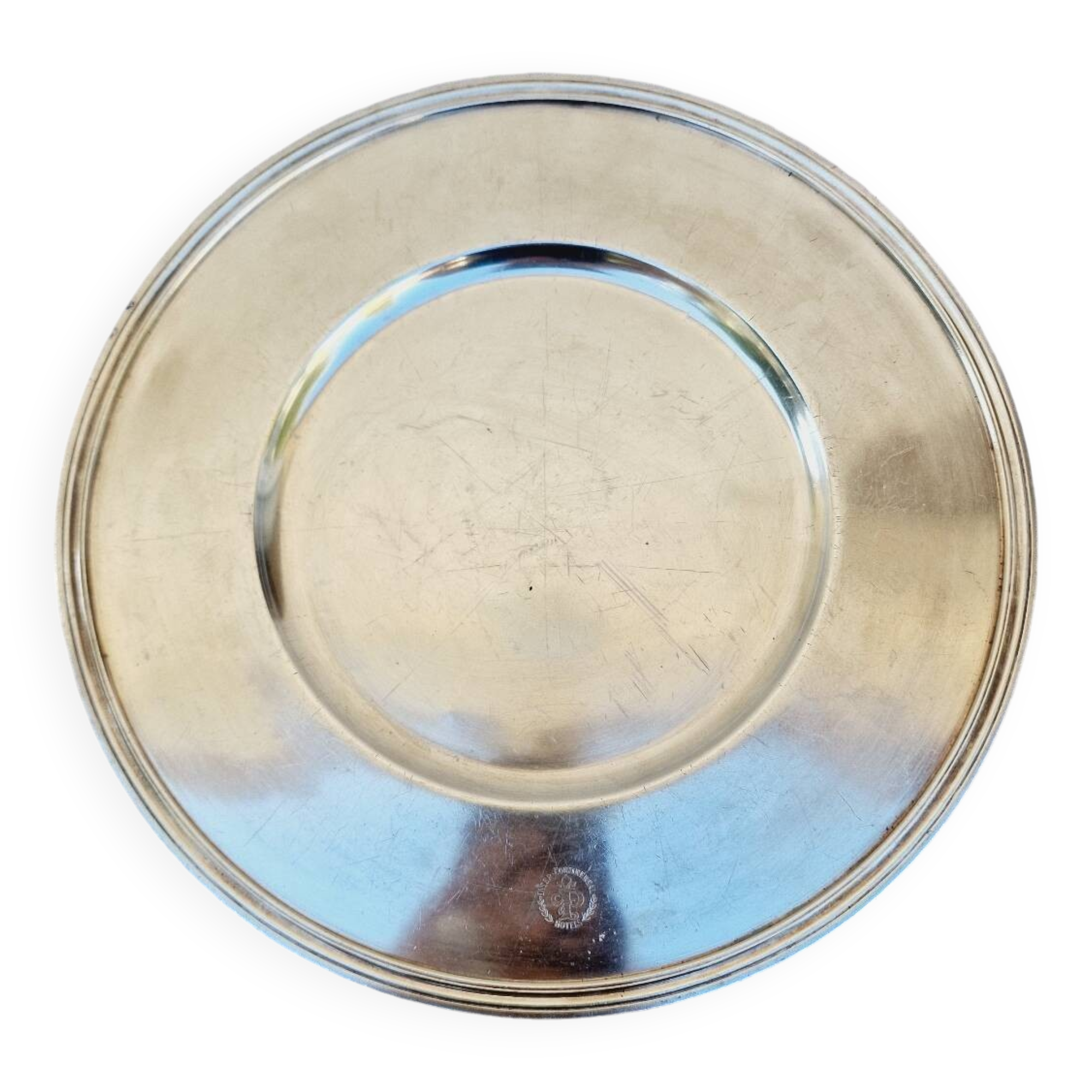 Christofle round tray in silver metal