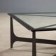Small antique coffee table in black lacquered iron and glass, Italy, 20th century.