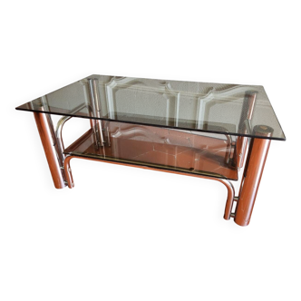 70s chrome and smoked glass coffee table