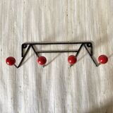 Coat rack metal and wood, 4 hooks, 50s