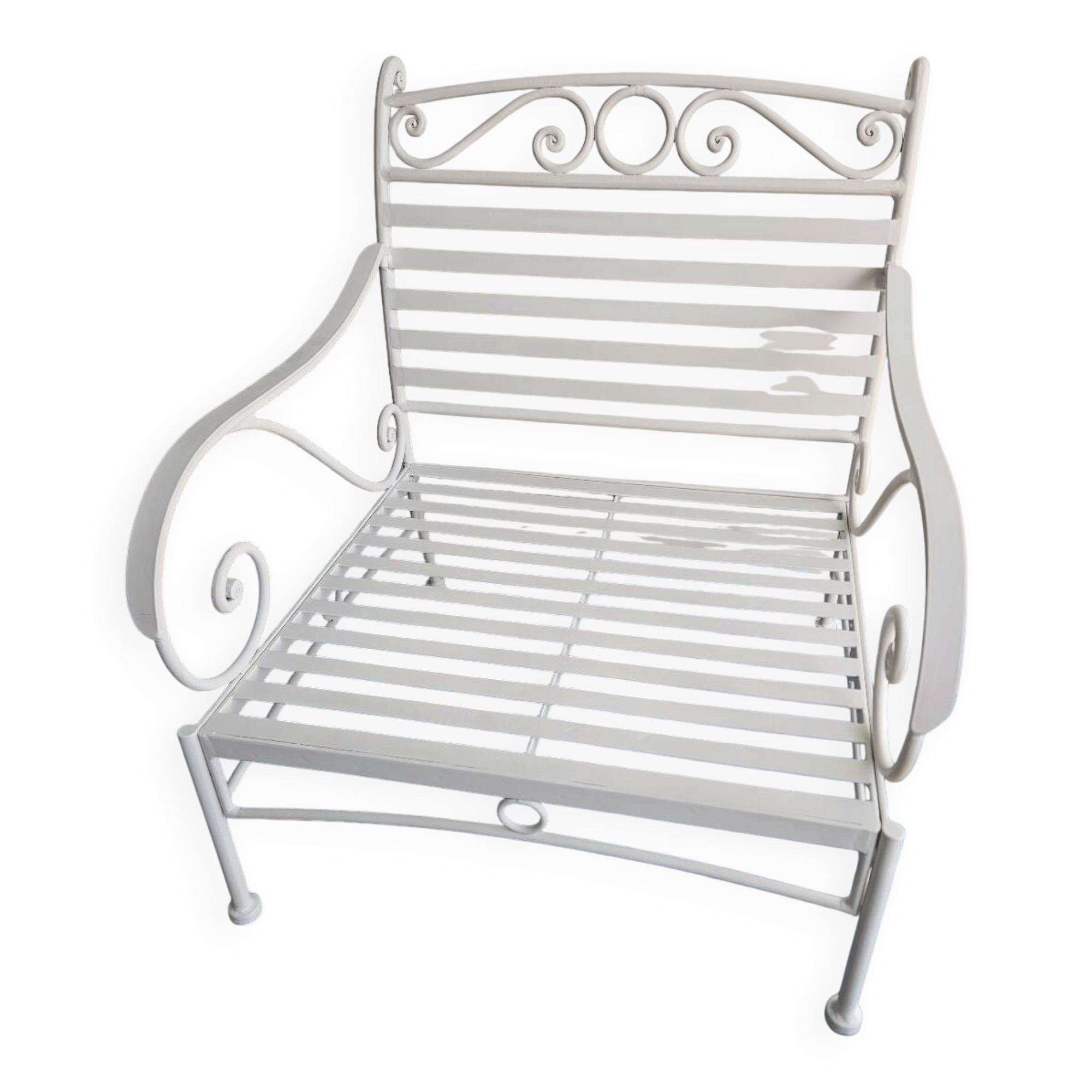 Robust wrought iron armchair