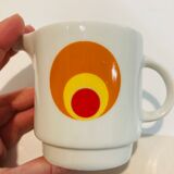 Set 6 cups patterned circles of the 70s Amap Italy- vintage-retro-pop-kitchen