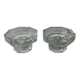 Set of 2 octagonal glass candle holders France