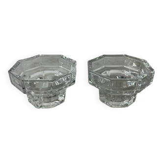 Lot de 2 bougeoirs octogonaux en verre France