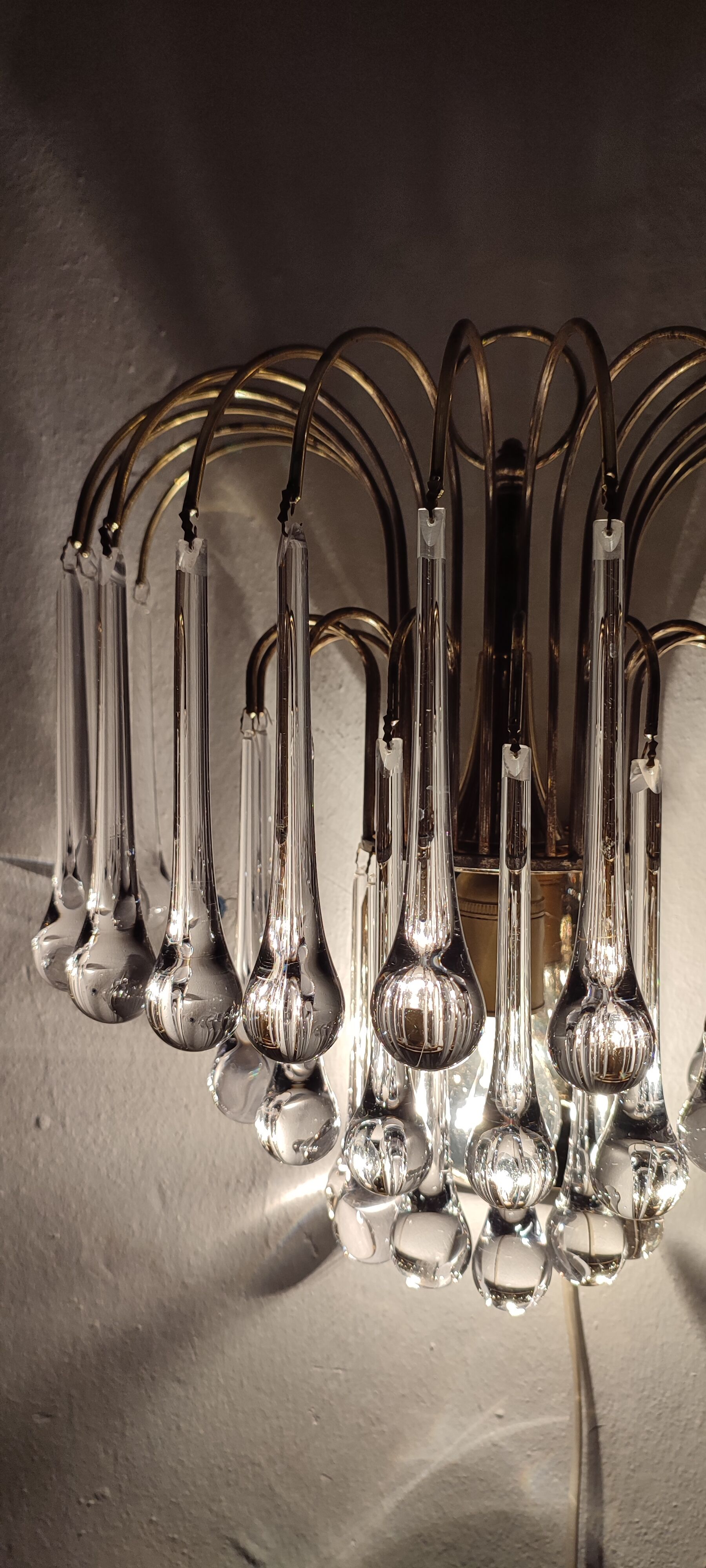 Wall lamp "Venini" of crystals. Italy 1970s