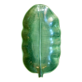 Green ceramic leaf-shaped dish