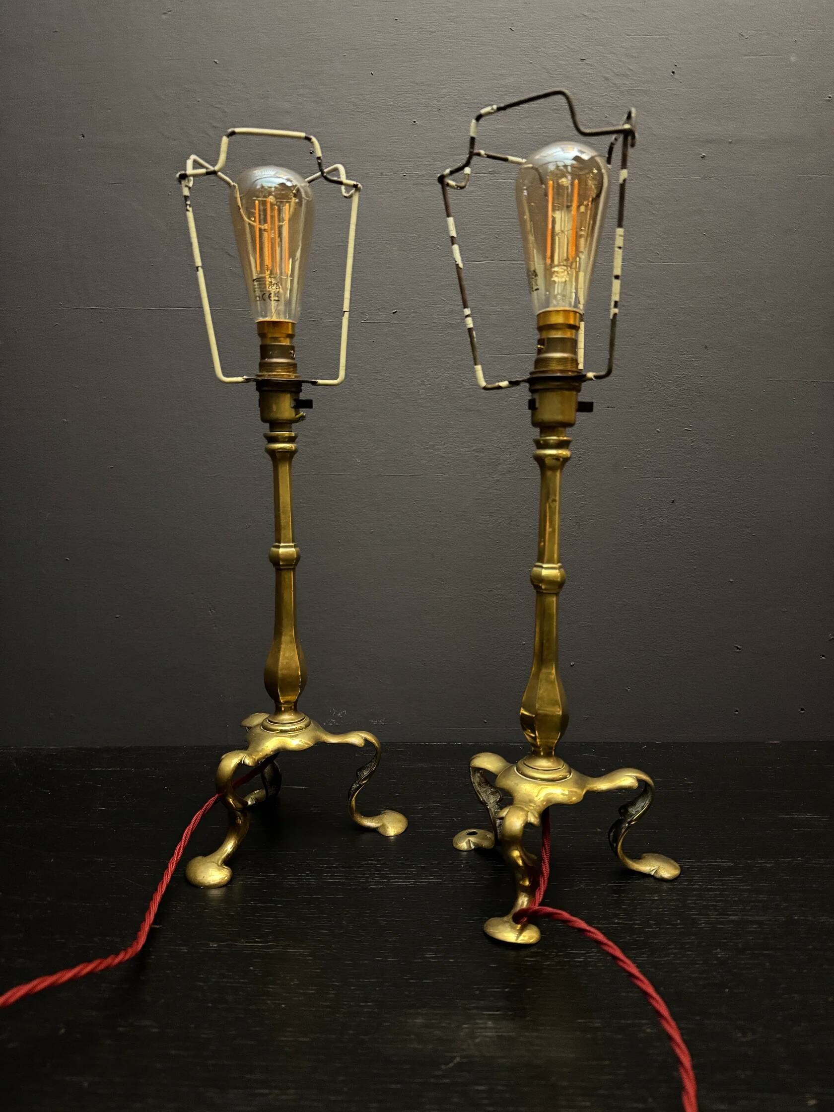 Circa 1910 Pair Of Faraday & Son Brass Pullman Lamps