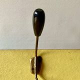 Vintage yellow wall coat rack - four hooks - 1950s