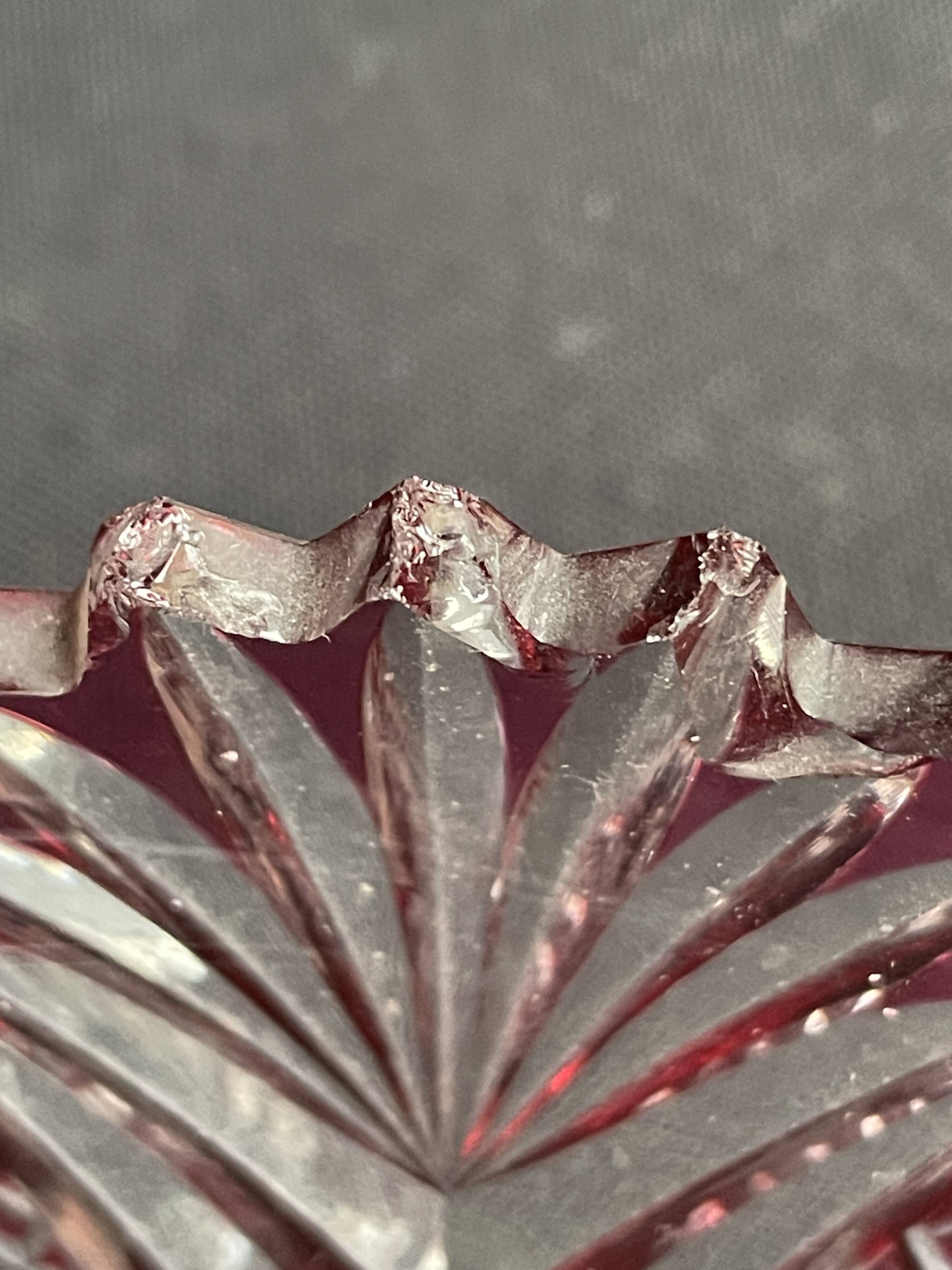 Overlay cut crystal salad bowl