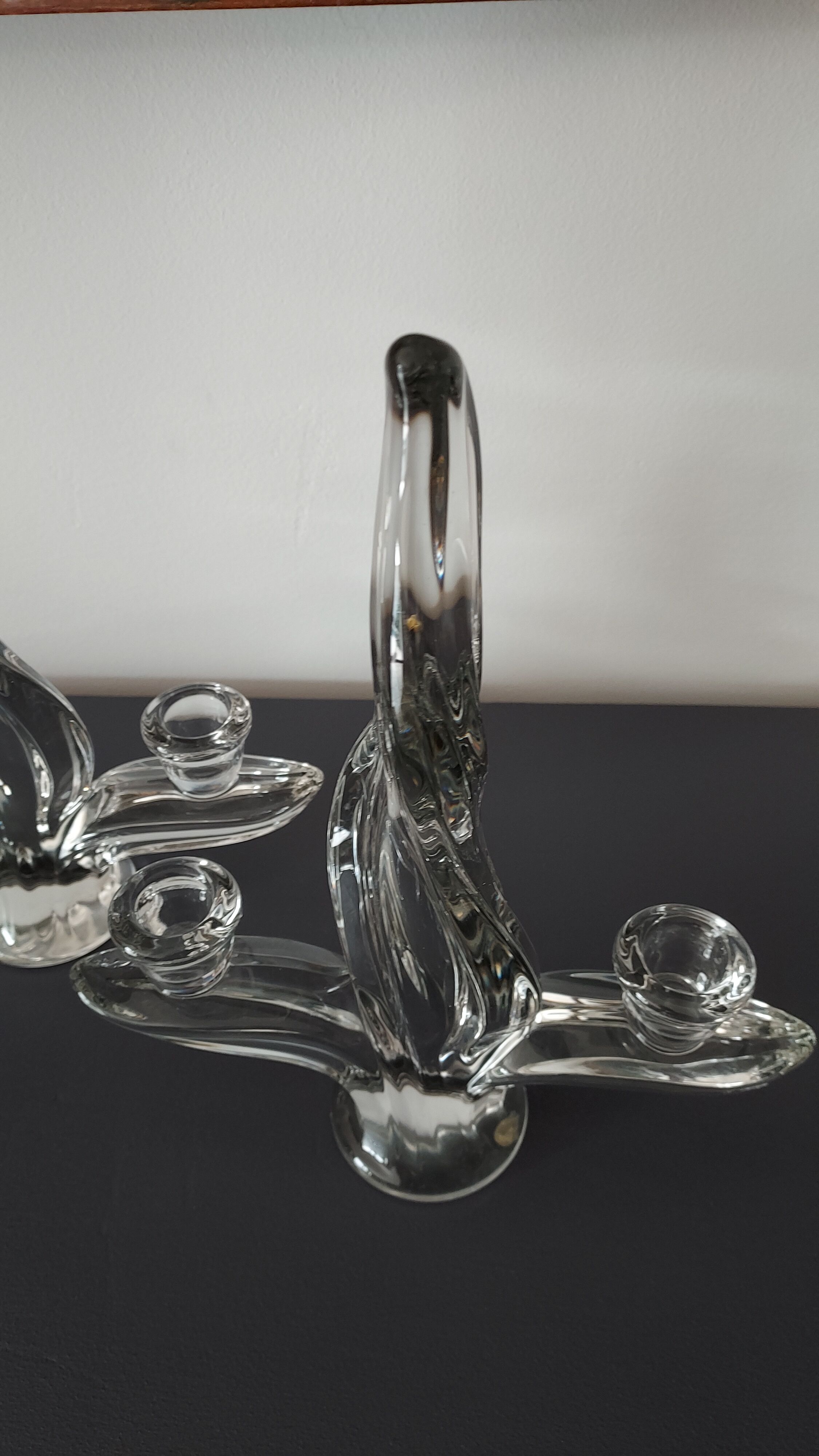 Pair of crystal candle holders