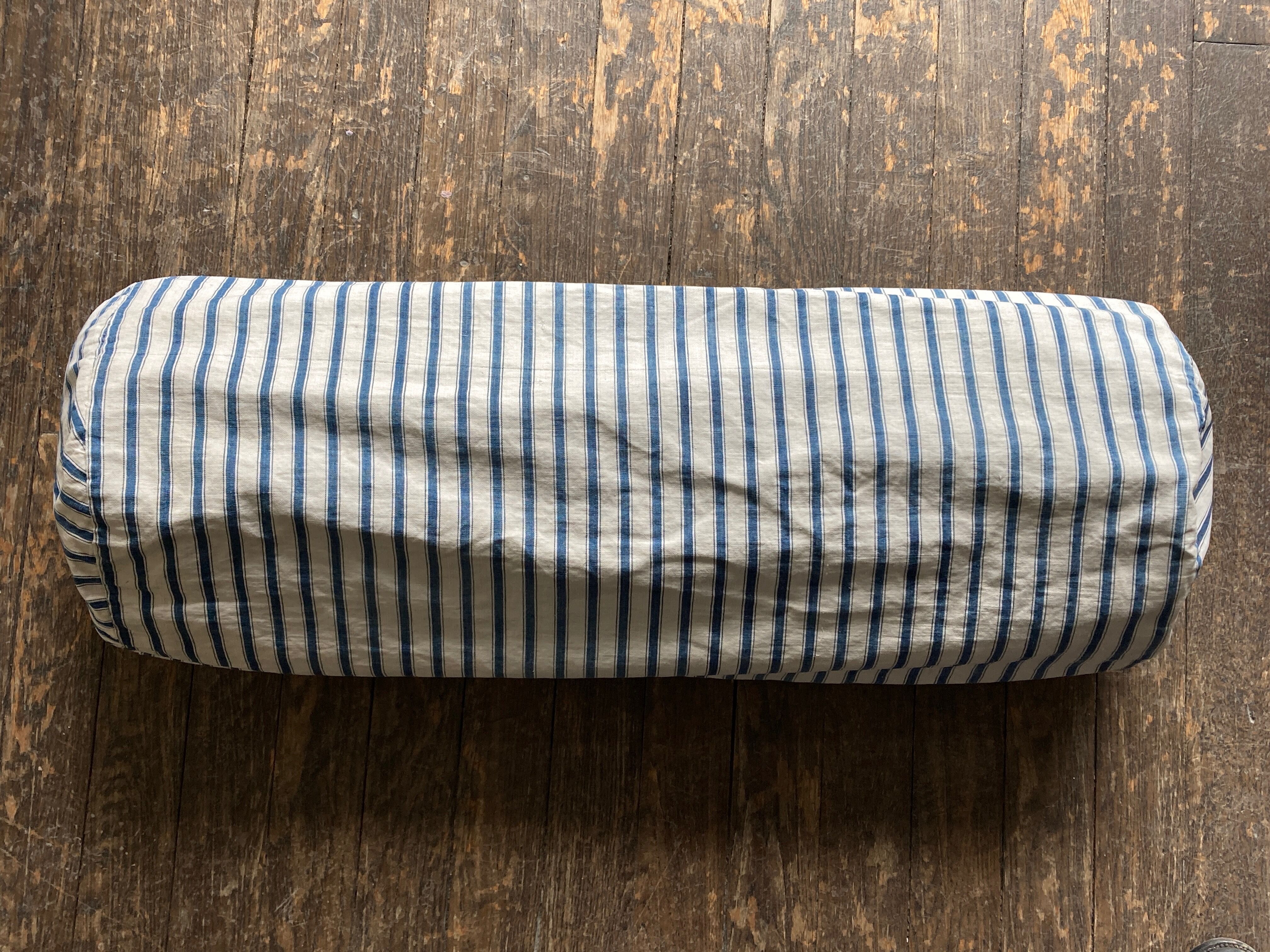 19th century canvas duffel cushion ticking mattress filled with feathers