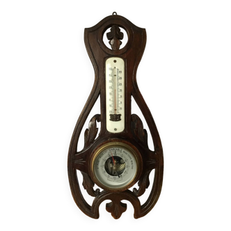 Carved wooden barometer