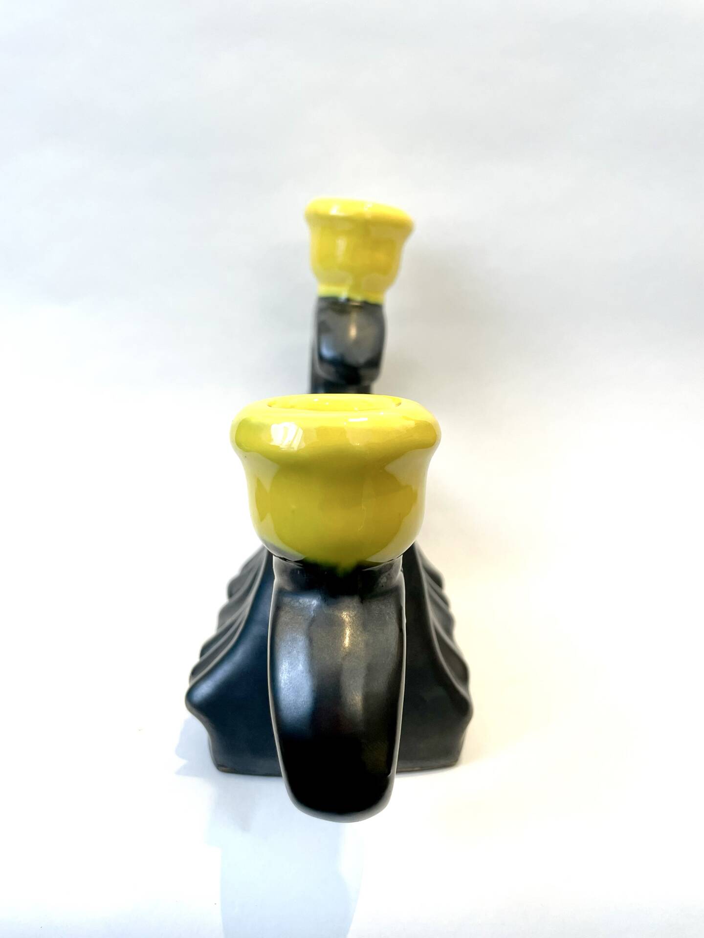 Iridescent ceramic candlestick, Mid-Century