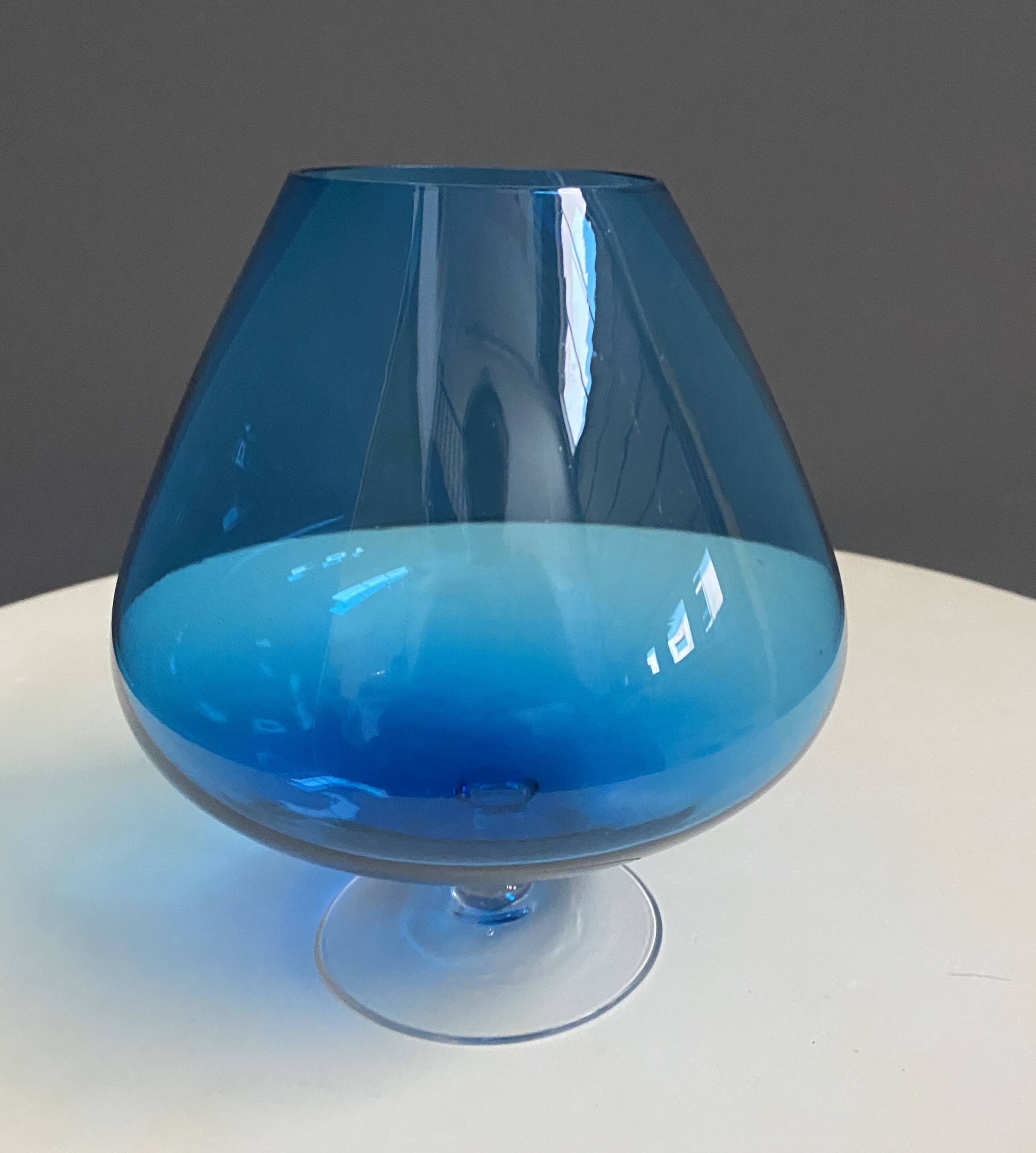 Empoli Blue large cognac glass shape vase 1960s
