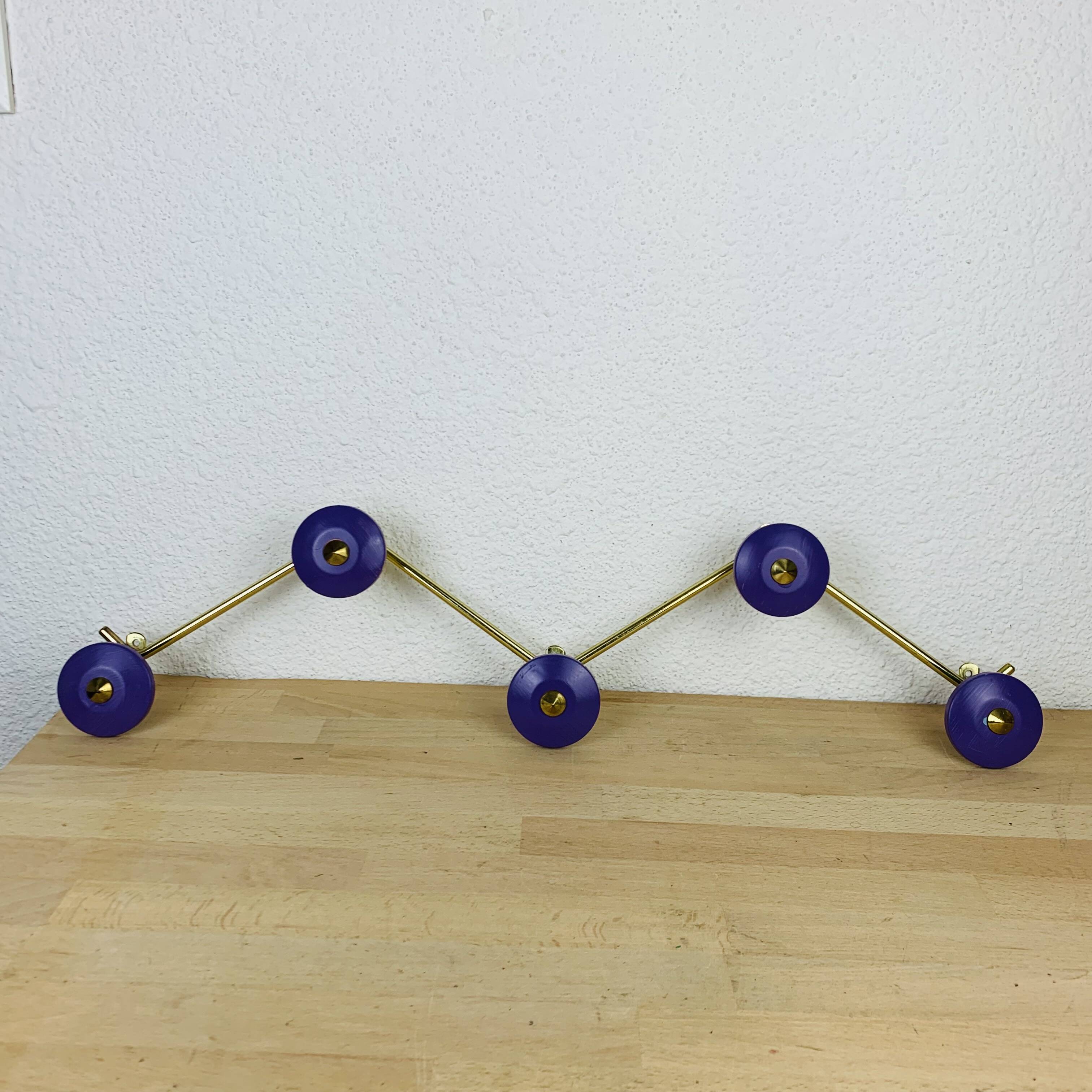 50s wall coat hook in gold metal