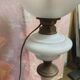 Napoleon III style salon lamp in white opaline with engraved globe – 19th / early 20th century