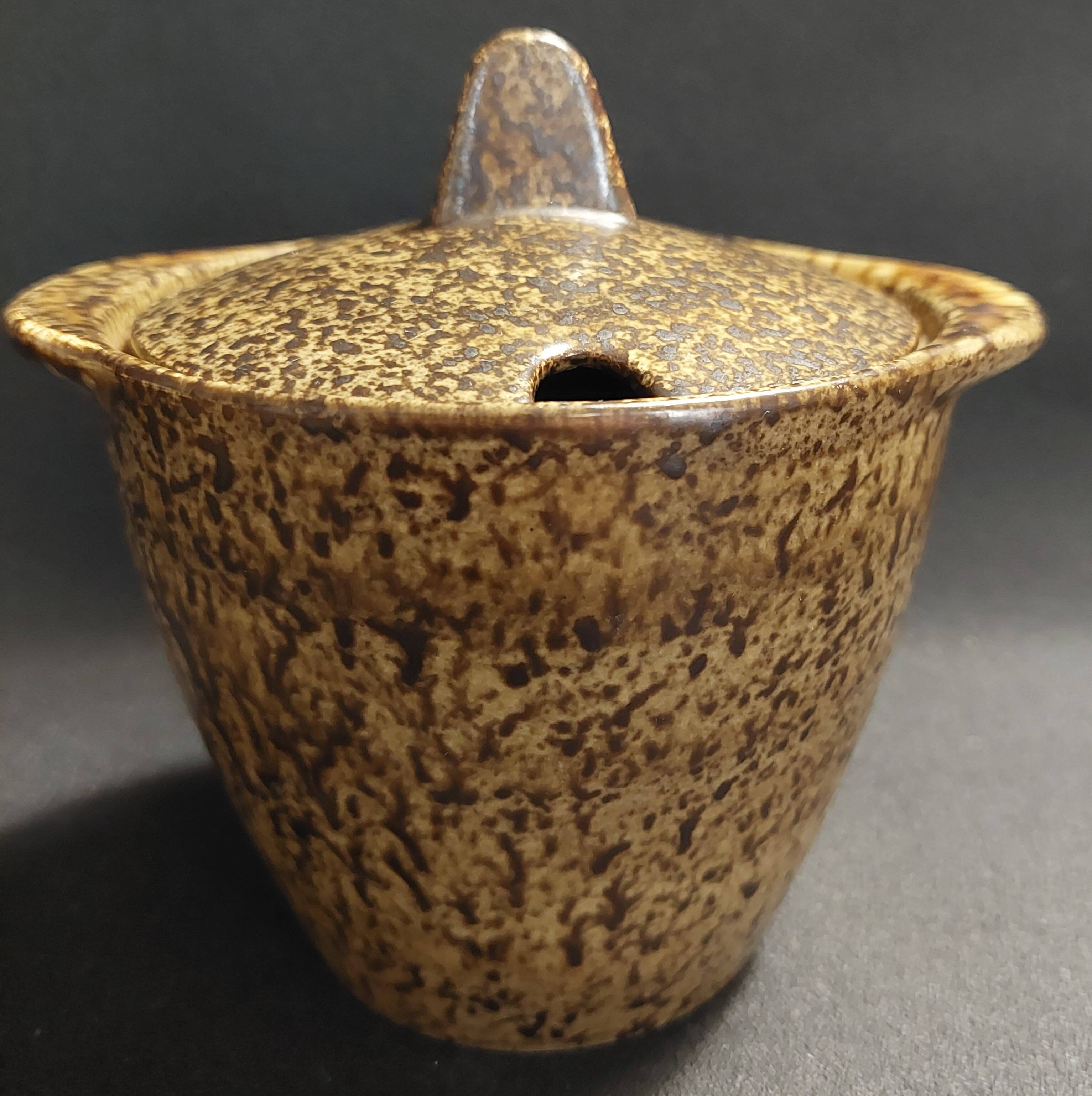 Vintage stoneware mustard pot from the 20th century