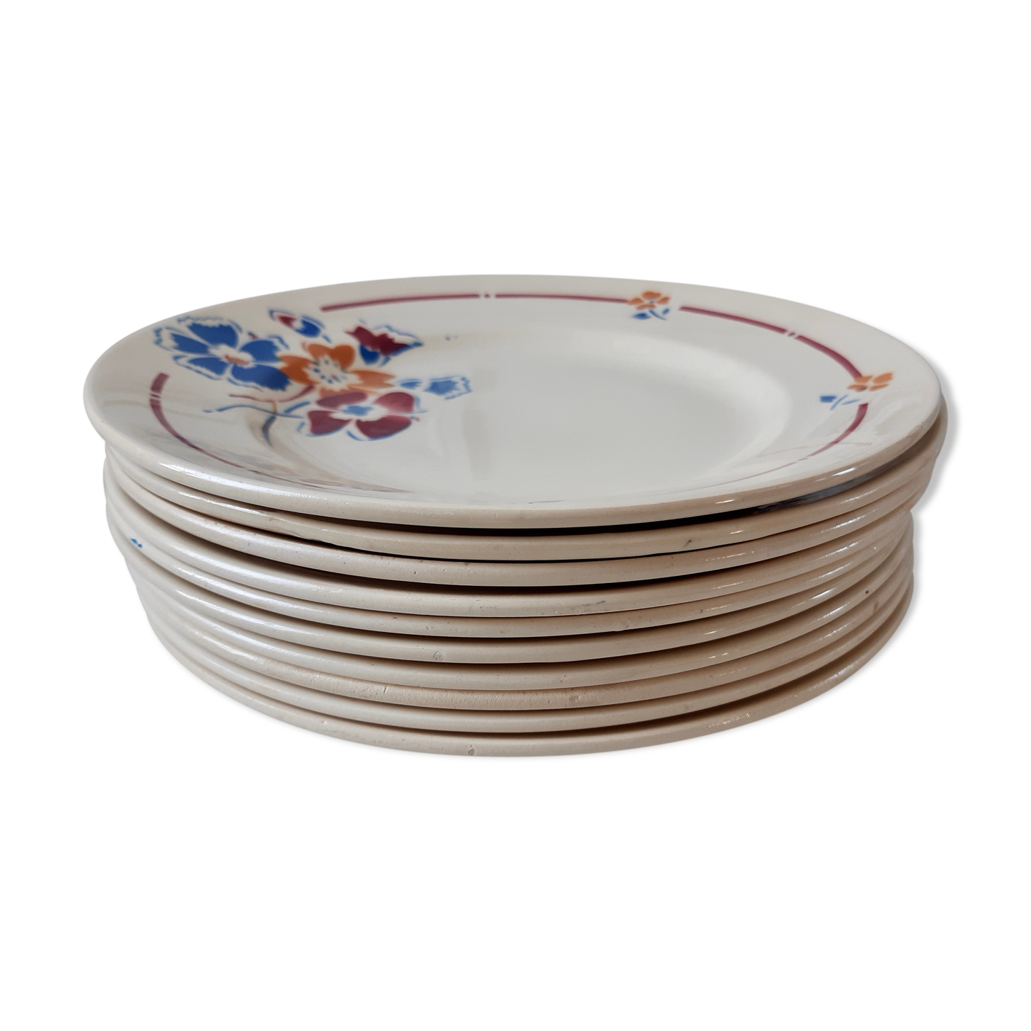 Lot of 10 plates Saint Amand model Valentin
