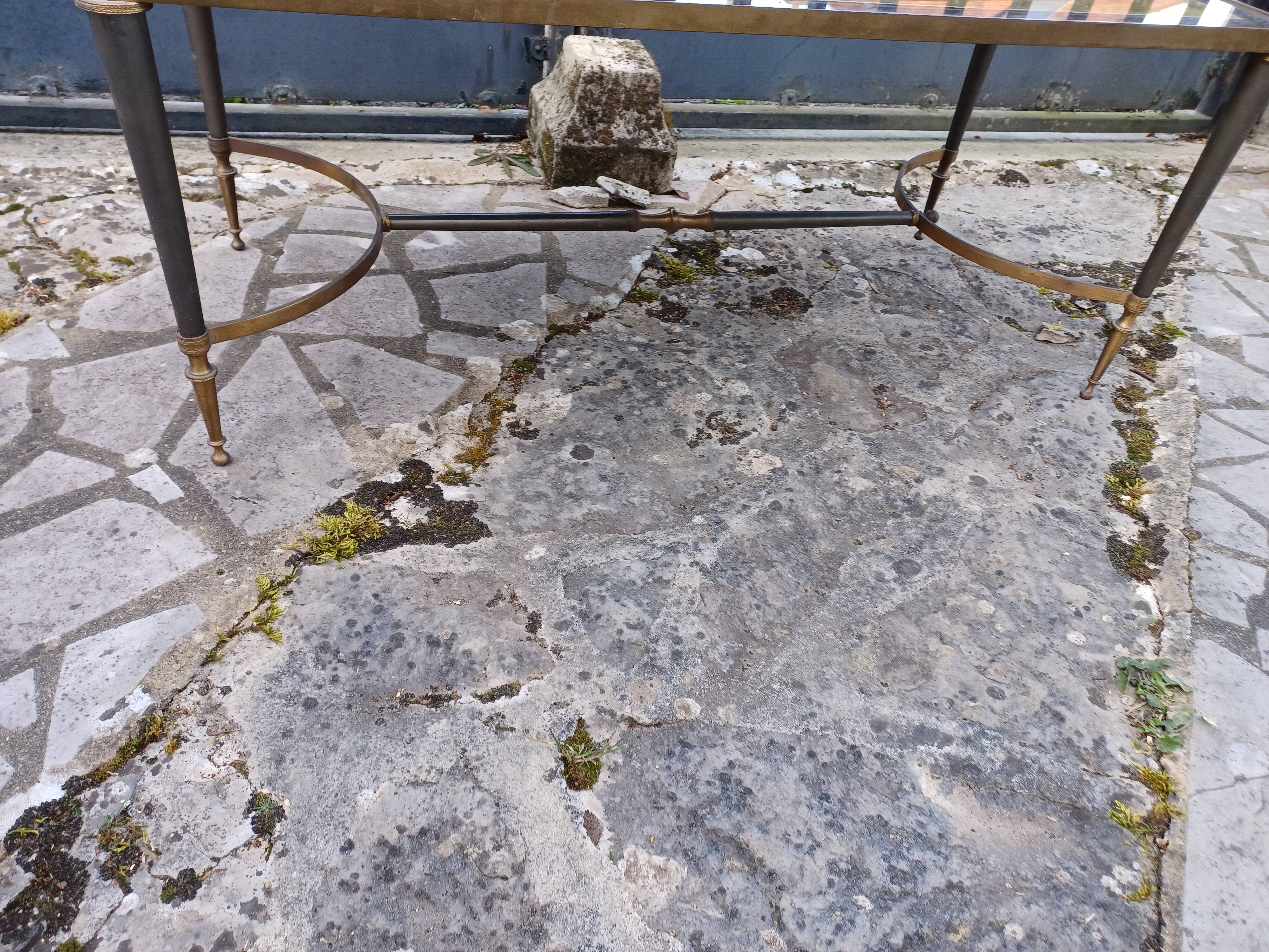 Brass and gold coffee table in the style maison bagues 70s