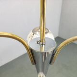 Art Deco Chandelier, Marble Glass, Brass & Chrome, 1930s