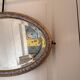 Vintage Bevelled Oval Wall Mirror Brass Wood Plastic