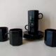 5 tasses à café Arcoroc Octime noir et rouge Années 80