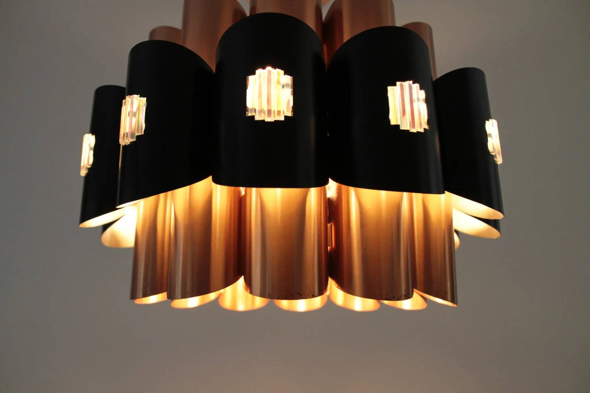 Copper & Black Pendant Lamp by Werner Schou for Coronell Elektro — Denmark, 1960s