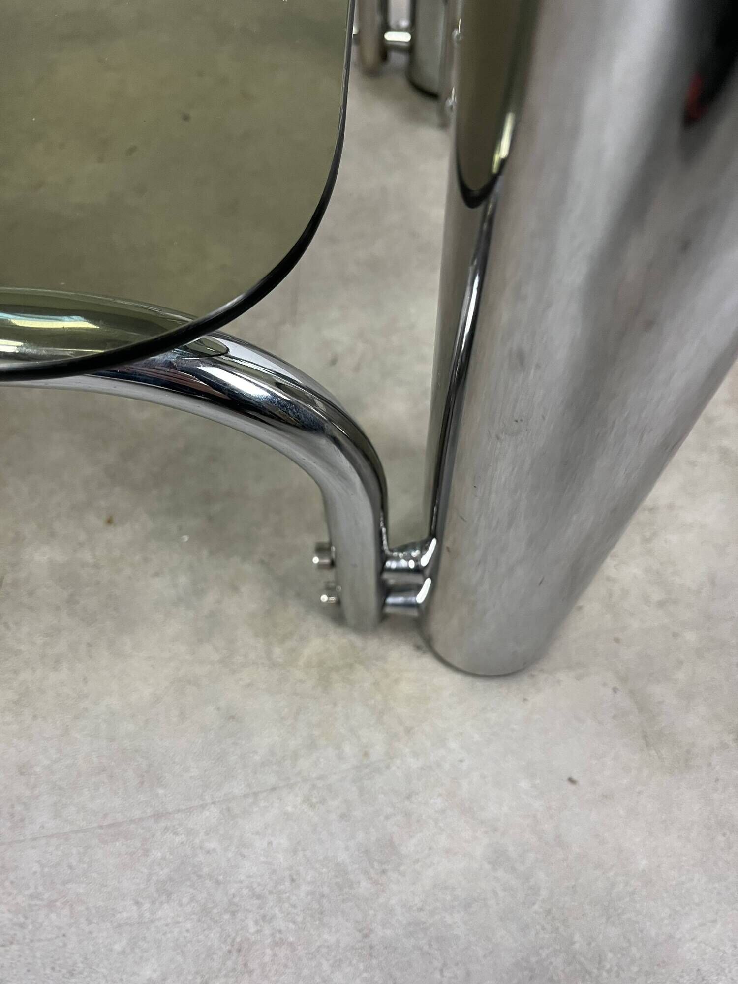 Chrome metal and smoked glass coffee table, 70s