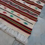 Multicolored Moroccan kilim carpet striped in pure wool, hallway carpet 100x200cm