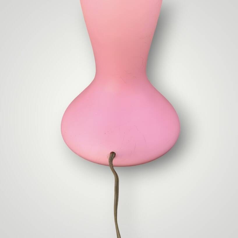 Pink frosted glass and gold brass accent lamp - 1970s
