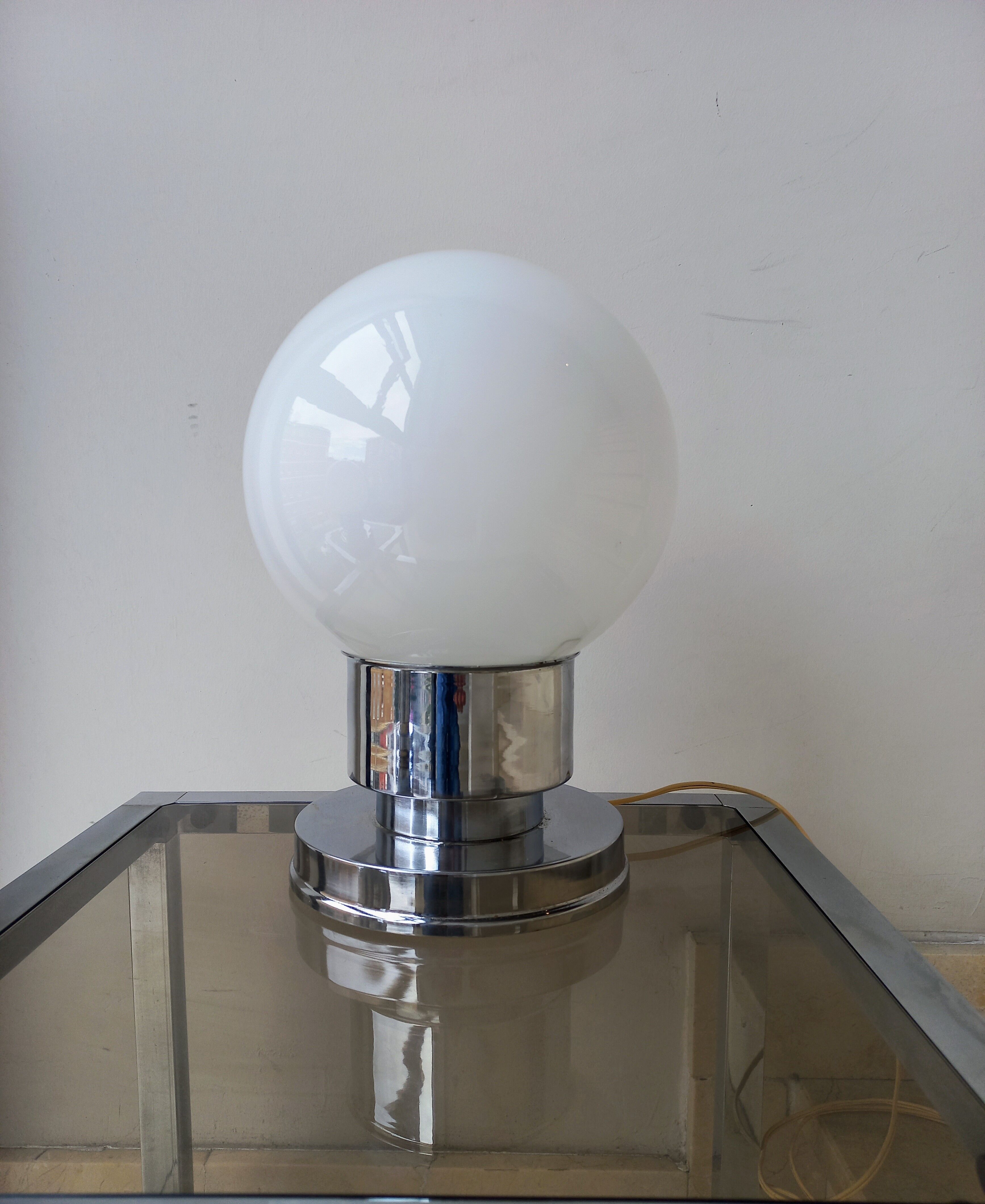 Pair of mcm chromed lamps